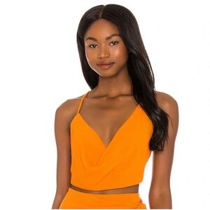 Revolve Indah Polina Solid 70s Cowl Neck Cami in Sunkist